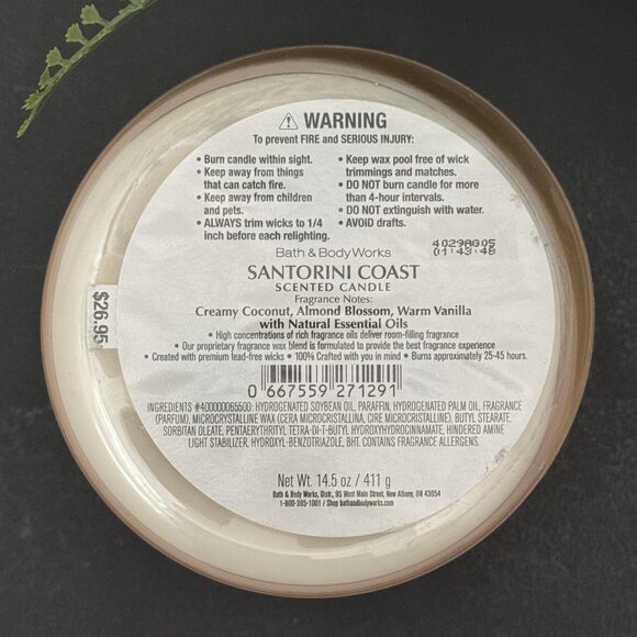BBW Santorini Coast Bath & Body Works 3 Wick Candle - Picture 10 of 10